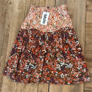 Molo A-Line Skirt - Blossom Meadow Red and Orange Floral